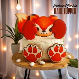 Decorazione per torta commestibile a forma di volpe rossa per bambino o bambina, decorazione per torte a forma di animali, baby shower e festa di compleanno, biscotto stampato commestibile.