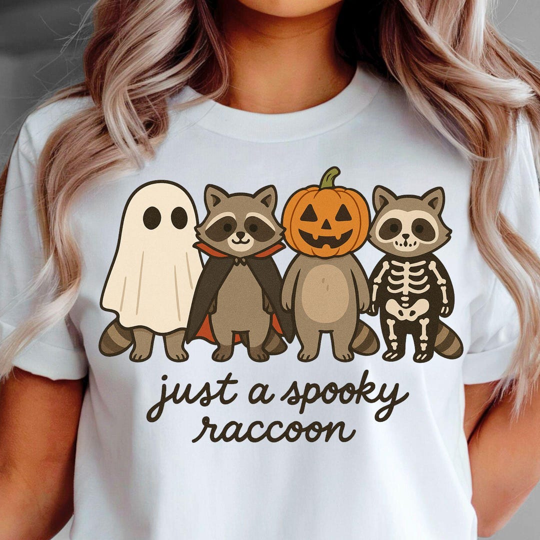 Cute Halloween Raccoon PNG – Vintage Raccoons in Costumes Tee, Just a ...