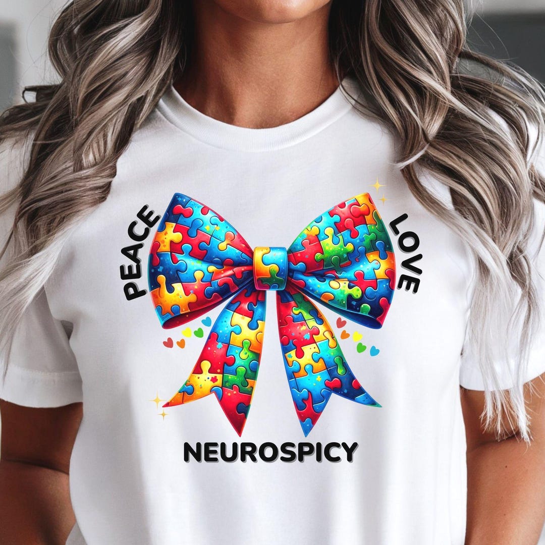 Autism PNG | Coquette Bow | Rainbow Puzzle Pieces, Peace Love, ADHD Jpg ...
