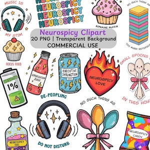 Autism Sticker PNG | Autism PNG, ADHD, Neurospicy Clipart Bundle, Executive Dysfunction, 20 Transparent Background Designs, Commercial Use