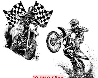 Dirt Bike Clipart PNG Bundle, Motocross Rider PNG Files, Dirt Bike Racing Clipart, Sports Clip Art Download, Motocross Graphics