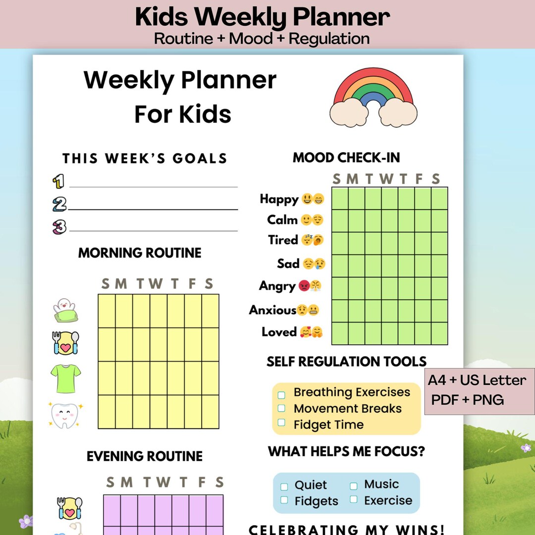 ADHD Kids Visual Routine Chart | Editable Weekly Schedule Planner ...