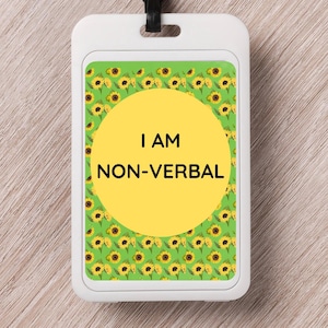 Ik ben non-verbaal - Autismebewustzijn PNG | Non-verbale communicatiekaart voor bewustwording, Autistic Pride-shirt, speld voor mensen met een beperking, Audhd-hulpmiddelen