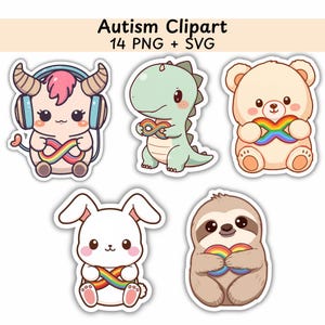 Autism Creature | Autism PNG, Autism SVG Bundle, 14 Characters for Cricut Stickers Sublimation, Commercial Use, Sensory Board, AuDHD Stim