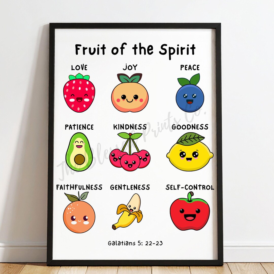 Fruit of the Spirit Wall Art for Kids, Christian Nursery Decor, Bible ...