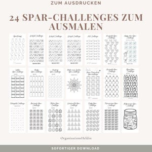 Printable savings challenge set | Coloring challenges for weddings, vacations, small change & more | A6 zipper format | Saving money made easy
