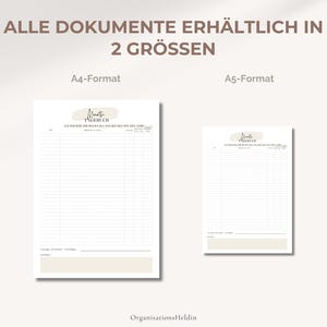 Monatsübersicht des Migräne- und Kopfschmerz-Tagebuchs im A4 und A5-Format – druckbare PDF-Vorlage zur Dokumentation von Schmerz-Tagen, Intensität und Dauer, minimalistisches Design auf Deutsch.