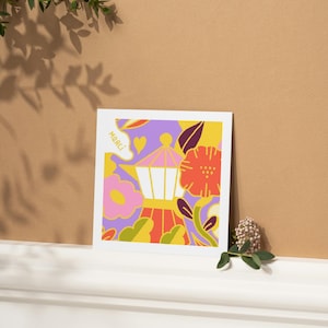 Carte Café - illustration joyeuse pour cuisine ou salon - A6 décor mural