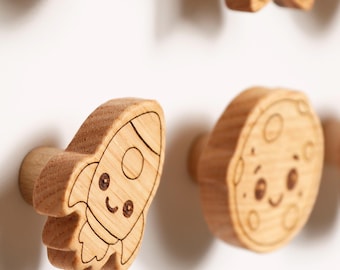 Space Drawer Knobs | Solid Wood Nursery Decor