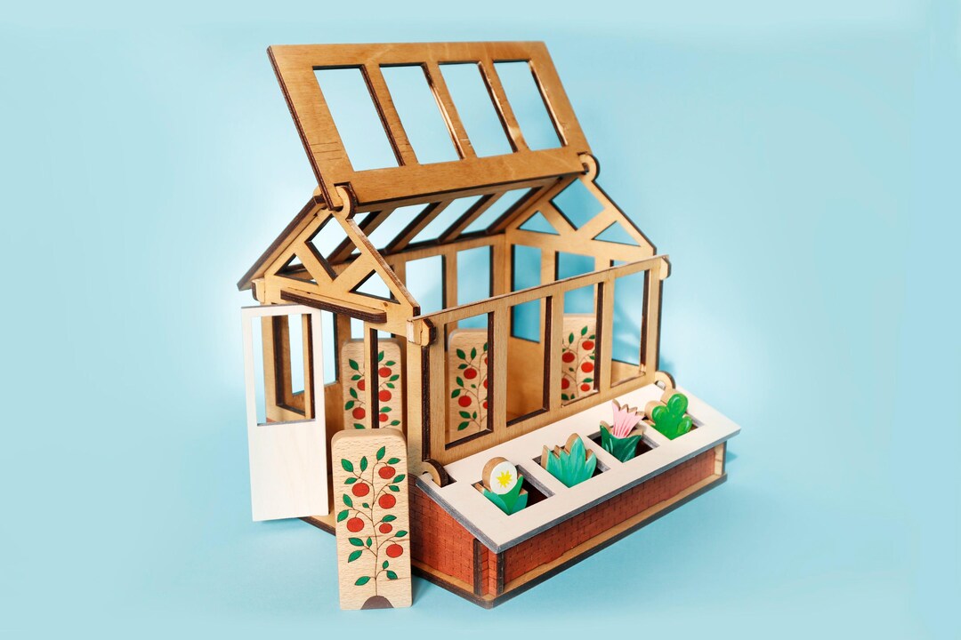 Wooden Greenhouse Play Set – Montessori-inspired Toy With Tomato Plants ...