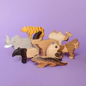Montessori Wooden Asia Animal Figures: Waldorf Toy Set