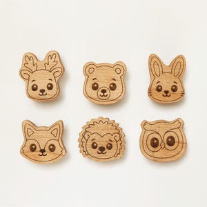Beech Wood Furniture Knobs for Kids’ Room / Wooden Forest Animal