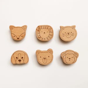 Wooden Animal Drawer Knobs: Solid Oak Nursery Decor Drawer Handles