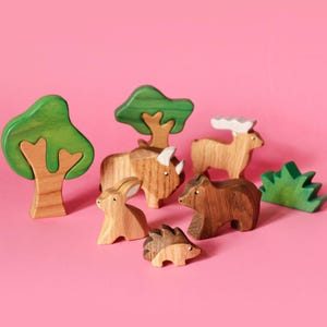 Waldtier Set aus Holz: Montessori Wald Kinderzimmer Dekoration