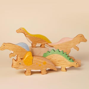 Wooden dinosaurs Animal play set Wooden toys for Kids Birthday gift Jurassic period Waldorf Animals Montessori Toys