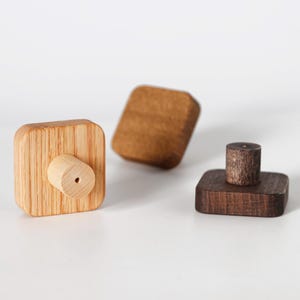 Oak & Beech Square Furniture Knob  Cabinet handles for dressers Geometric design