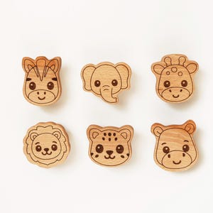 Wooden Animal Drawer Knobs | Safari Animals Furniture Pulls | Nursery Dresser Handles | Kids Room Decor