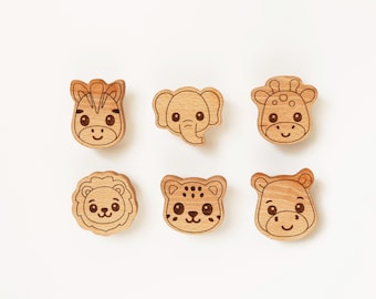 Perillas de madera con forma de animal para cajones, tiradores para muebles de safari, tiradores para tocador de guardería, decoración para habitación infantil.