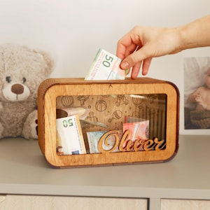Custom Wooden Cash Box, Piggy Bank, Gifts For Kids, Piggy Bank With Name, Gift For Toddler, Name Piggy Bank, Baby Gifts, Money Banks