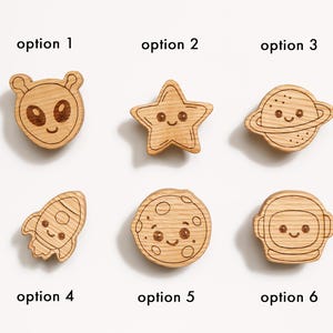 Oak & Beech Furniture Handles | Space Drawer Knobs | Solid Wood Nursery Decor oak