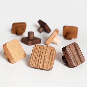 Oak & Beech Square Furniture Knob  Cabinet handles for dressers Geometric design
