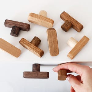 Pomello per cassetti in legno di quercia e faggio naturale / Pomolo per mobili / Maniglie per mobili scandinave