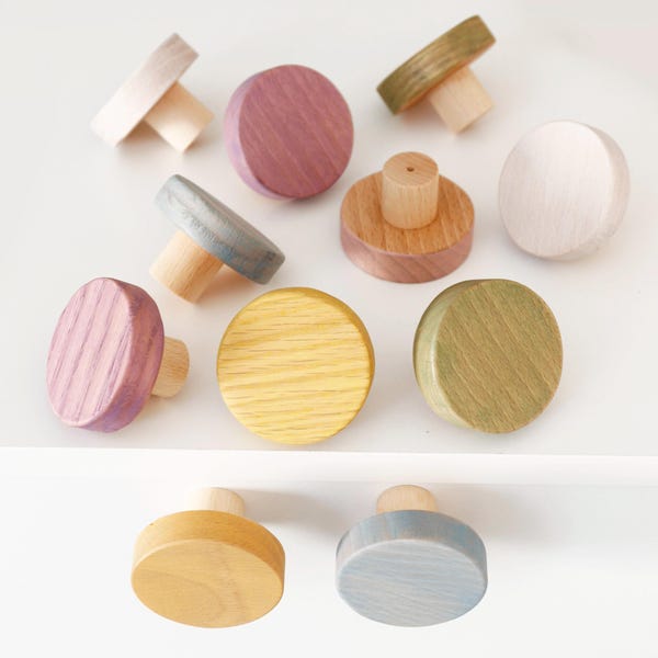 Oak & Beech Colored Round Furniture Knob Cabinet handles for dressers Modern design