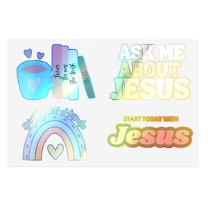 Christian Jesus Inspirational Stickers or Water Bottles Laptop Scrapbooking Journaling Planner,Bible Study Vision Board or Christian Gifts