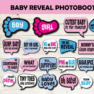 Baby Reveal Photobooth Props - Gender Reveal, Fun Party Decorations , Baby Party, Photobooth Props, Props, Pink & Blue Gender Reveal Props
