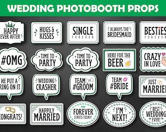 Wedding Photo Booth Props: Team Bride & Groom Signs (Digital Download)