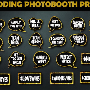 Wedding Photo Booth Props: Team Bride & Groom, Printable Party Signs (Digital Download)