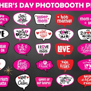 Mother&#39;s Day Photo Booth Props: Mom Party Decor (Digital Download)