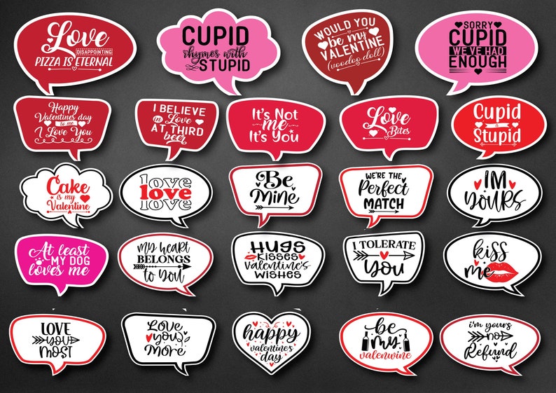 Valentine's Day Photo Booth Props: Printable Party Decor (A4 Size ...