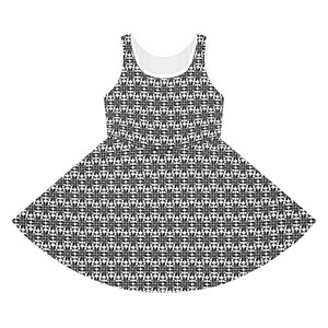 Girls&#39; Sleeveless Sundress (AOP) - Palm Black