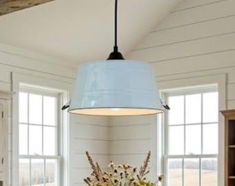 White Enamel Country Barn Pendant Light