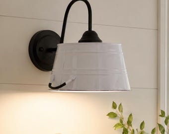 White Enamel Country Barn Wall Sconce