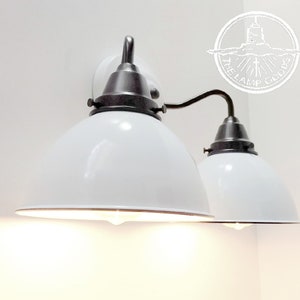 White Enamel Double Wall Light- Country Flush Mount Chandelier Lighting Track Fan Kitchen Rustic by LampGoods