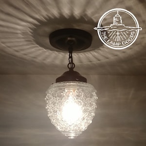 Authentic Vintage Chain Glass Ceiling Light with Antique Globe- Chandelier Lighting Fixture Pendant Farmhouse Hallway Bathroom by Lamp Goods