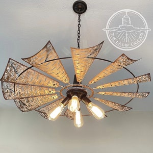 Windmill Chandelier Lighting Fixture Original Farmhouse Exclusive 36&quot;- Hanging Ceiling Lights Kitchen Island Vintage Industrial Edison Bulbs