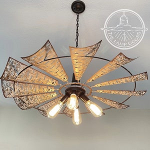 Windmill Chandelier Lighting Fixture Original Farmhouse Exclusive 36"- Hanging Ceiling Lights Kitchen Island Vintage Industrial Edison Bulbs