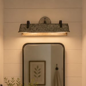 Galvanized Metal Wall Vanity Light - Farmhouse Bathroom Light Fixtures Sconce Industrial Rustic Pendant Chandelier Flush Mount Man Cave