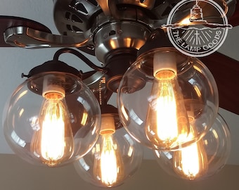 Ceiling Fan LIGHT KIT Biddeford II Collection - Chandelier Modern Lamp Flush Mount Fixture Farmhouse Track Fan Glass Kitchen Lamp Goods