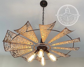 Windmill Chandelier Lighting Fixture Original Farmhouse Exclusive 36"- Hanging Ceiling Lights Kitchen Island Vintage Industrial Edison Bulbs