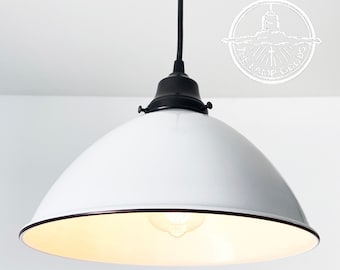Modern Large White Enamel Farmhouse Pendant Light - Kitchen Ceiling Lighting Laundry Room Country Flush Mount Chandelier Lighting Track Fan