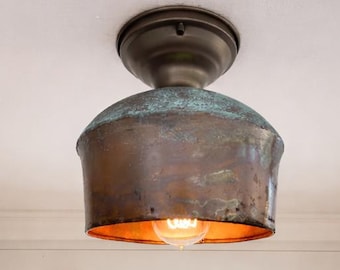 Flush Mount Ceiling Light COPPER Handcrafted Rustic Farmhouse Lighting Fixture Chandelier Kitchen Bathroom Lighting Cabin Cottage Pendant