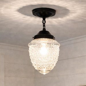 Acorn Antique Ceiling Light Fixture with Chain-Vintage Glass Flush Mount Chandelier Lighting Pendant Globe Farmhouse Kitchen Bathroom
