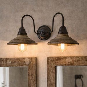 DOUBLE Rustic Industrial Farmhouse Wall Light Fixture Bathroom Sconce Cabin Cottage Ceiling Lighting Kitchen Bedroom Vanity Flush Mount Lamp