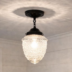 Authentic Vintage Chain Glass Ceiling Light with Antique Globe- Chandelier Lighting Fixture Pendant Farmhouse Hallway Bathroom by Lamp Goods