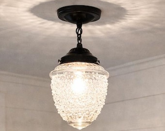 Authentic Vintage Chain Glass Ceiling Light with Antique Globe- Chandelier Lighting Fixture Pendant Farmhouse Hallway Bathroom by Lamp Goods