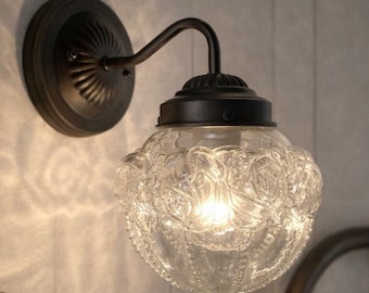 Victorian Embossed Globe Wall Light - Bathroom Fixture Bedroom Sconce Antique Historical Lighting Farmhouse Modern Kitchen Traditional